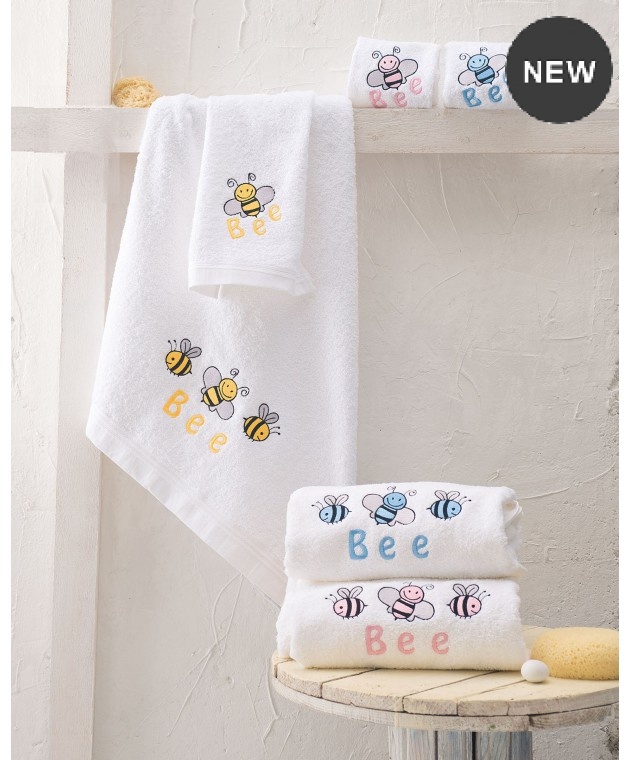 Σετ πετσέτες βρεφικές 2 τεμ. HONEY BEE CIEL, RYTHMOS HOME Βρεφικές Πετσέτες