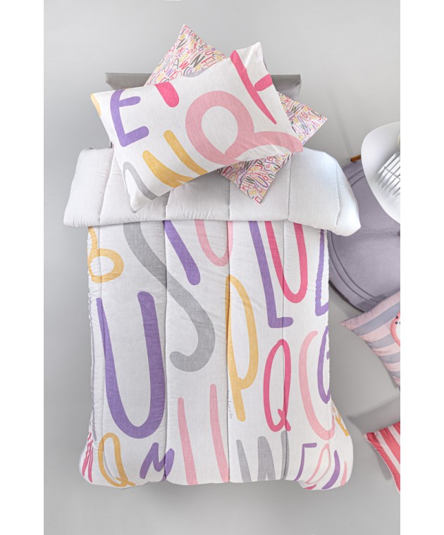 Παιδικό Πάπλωμα LETTERS PINK 160x220 Παιδικά Παπλώματα