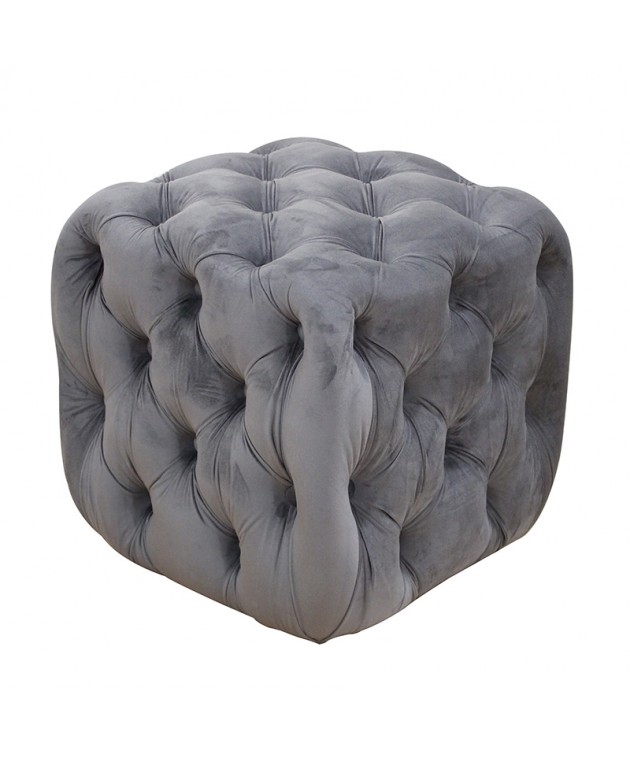 ASTRA ΣΚΑΜΠΟ GREY VELVET ΥΦΑΣΜΑ 45X45Χ45εκ. Πουφ