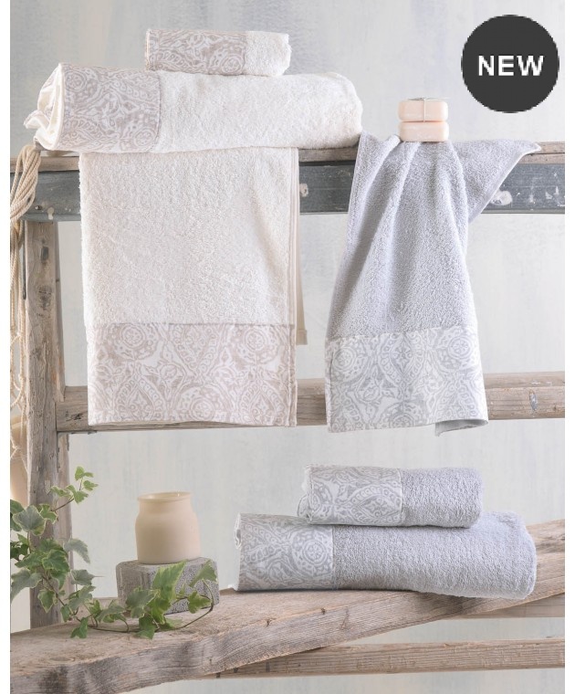 Σετ πετσέτες 3 τεμ. (ΣΕ ΚΟΥΤΙ) AMARA GREY, RYTHMOS HOME Σετ πετσέτες Mπάνιου