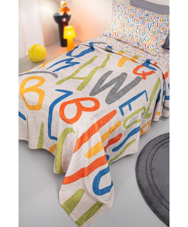Κουβέρτα Ultrasoft LETTERS MULTI 160x220 Κουβέρτες Fleece