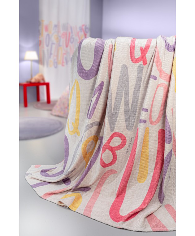 Κουβέρτα Ultrasoft LETTERS PINK 160x220 Κουβέρτες Fleece