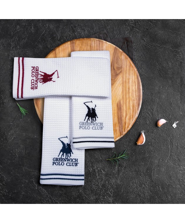 GREENWICH POLO CLUB ΠΕΤΣΕΤΕΣ ΚΟΥΖΙΝΑΣ ΣΕΤ 2TMX 40Χ60 2805 ΚΟΚΚΙΝΟ, ΛΕΥΚΟ Πετσέτες Kουζίνας