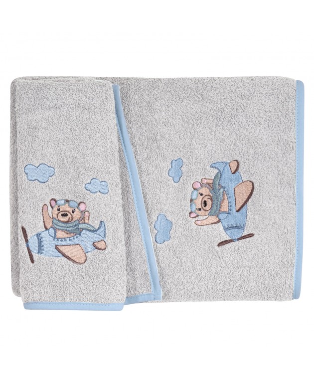 GREENWICH POLO CLUB ΣΕΤ ΠΕΤΣΕΤΕΣ ΒΑΒΥ 8851 BLUE, GREY Βρεφικές Πετσέτες
