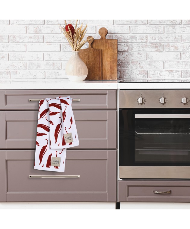 DAS HOME ΣΕΤ ΠΟΤΗΡΟΠΑΝΑ 2ΤΜΧ 40Χ60 0736 BORDEAUX, WHITE Ποτηρόπανα