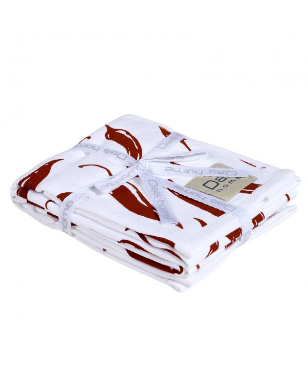 DAS HOME ΣΕΤ ΠΟΤΗΡΟΠΑΝΑ 2ΤΜΧ 40Χ60 0736 BORDEAUX, WHITE Ποτηρόπανα