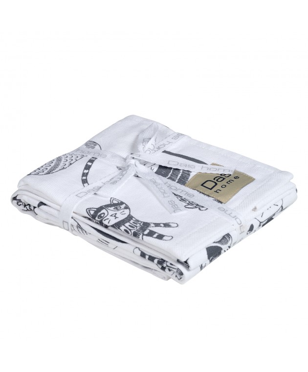 DAS HOME ΣΕΤ ΠΟΤΗΡΟΠΑΝΑ 2ΤΜΧ 40Χ60 0735 GREY, WHITE Ποτηρόπανα