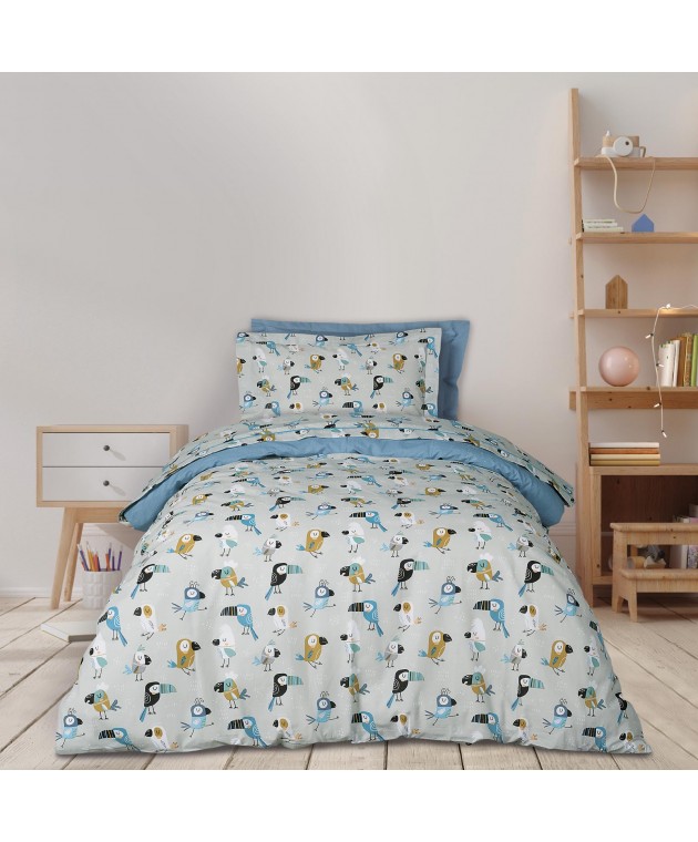 DAS KIDS ΣΕΤ ΠΑΠΛΩΜΑΤΟΘΗΚΗ ΜΟΝΗ 4914 BLUE, GREY, MINT Παιδικές Παπλωματοθήκες