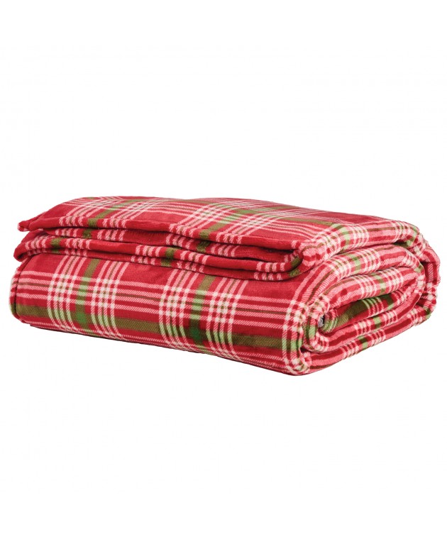 DAS HOME ΚΟΥΒΕΡΤΑ FLEECE 220Χ240 1361 GREEN, RED Κουβέρτες Fleece Υπέρδιπλες