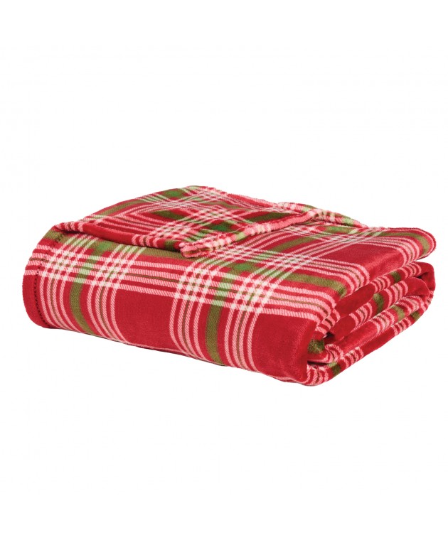 DAS HOME ΚΟΥΒΕΡΤΑ FLEECE 130Χ170 1361 GREEN, RED Κουβέρτες Kαναπέ