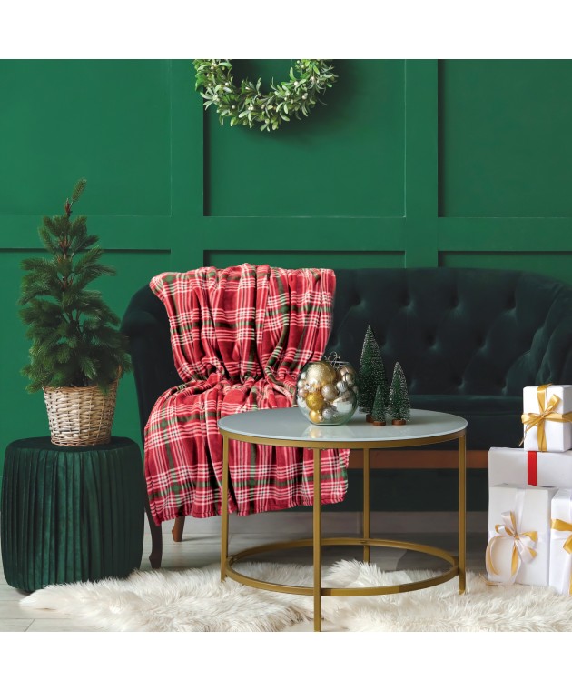 DAS HOME ΚΟΥΒΕΡΤΑ FLEECE 130Χ170 1361 GREEN, RED Κουβέρτες Kαναπέ