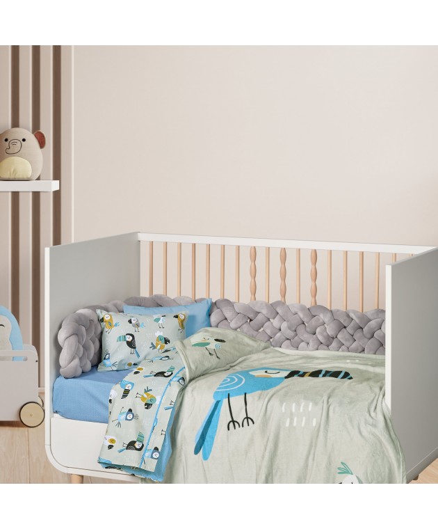 DAS BABY ΚΟΥΒΕΡΤΑ FLEECE 80X110 BABY FUN 4914 BLUE, GREY, MINT Αγκαλιάς-Λίκνου