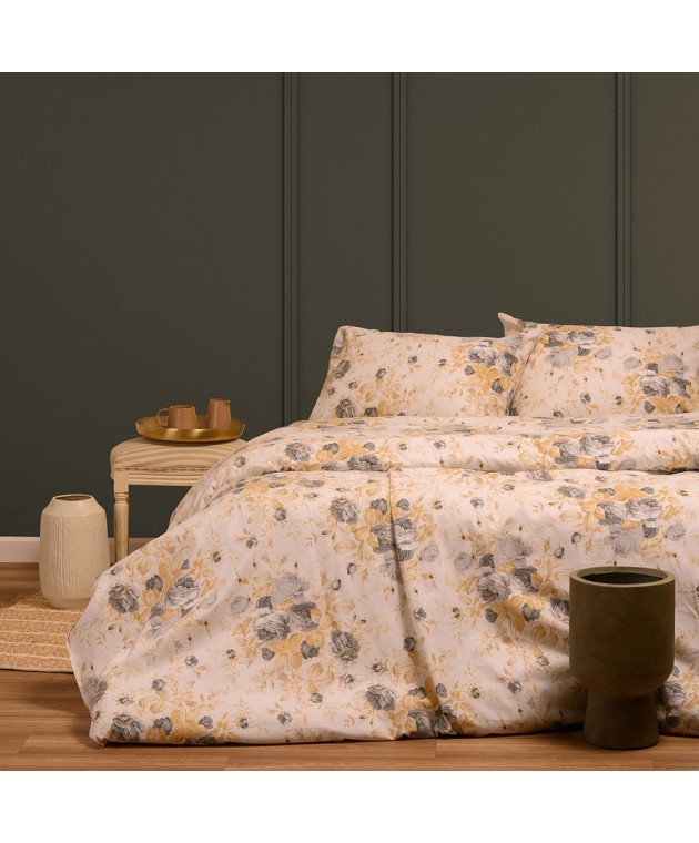 ΣΕΤ ΣΕΝΤΟΝΙΑ ΦΑΝΕΛΕΝΙΑ ΜΟΝΑ (Λ) PEONIA GREY (100Χ200+30) Σεντόνια Φανελένια Μονά