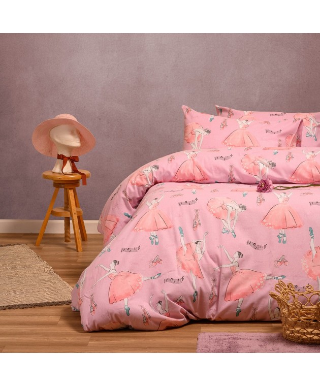 ΣΕΤ ΣΕΝΤΟΝΙΑ ΦΑΝΕΛΕΝΙΑ ΜΟΝΑ BALLET PINK (170X260) WINTER LINE KIDS Παιδικά Σεντόνια Φανελένια