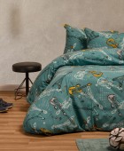 ΠΑΠΛΩΜΑΤΟΘΗΚΗ ΦΑΝΕΛΕΝΙΑ ΜΟΝΗ MUSIC PETROL (165X245) WINTER LINE KIDS Παιδικές Παπλωματοθήκες