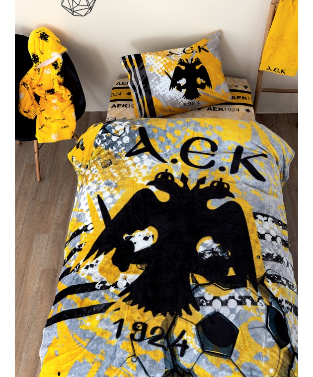 Κουβέρτα Fleece Μονή DG 160x220 AEK Κουβέρτες Fleece Μονές