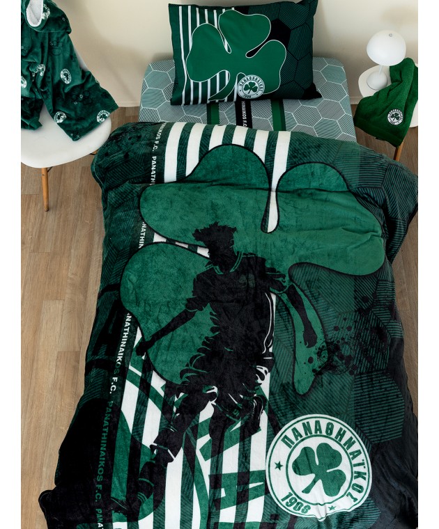 Κουβέρτα Fleece Μονή DG 160x220 PANATHINAIKOS Κουβέρτες Fleece Μονές