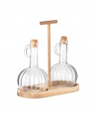 ESTIA ΔΟΧΕΙΑ ΓΙΑ ΛΑΔΙ/ΞΥΔΙ ALLURE ΓΥΑΛΙΝΑ ΣΕΤ 2 TEM ΣΕ ΞΥΛΙΝΗ ΒΑΣΗ Αλατοπίπερα - Λαδόξυδα