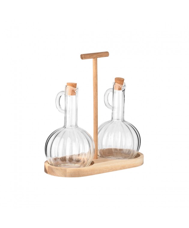 ESTIA ΔΟΧΕΙΑ ΓΙΑ ΛΑΔΙ/ΞΥΔΙ ALLURE ΓΥΑΛΙΝΑ ΣΕΤ 2 TEM ΣΕ ΞΥΛΙΝΗ ΒΑΣΗ Αλατοπίπερα - Λαδόξυδα