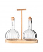 ESTIA ΔΟΧΕΙΑ ΓΙΑ ΛΑΔΙ/ΞΥΔΙ ALLURE ΓΥΑΛΙΝΑ ΣΕΤ 2 TEM ΣΕ ΞΥΛΙΝΗ ΒΑΣΗ Αλατοπίπερα - Λαδόξυδα