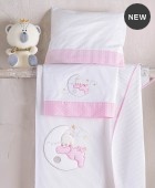 Σετ σεντόνια κούνιας (100Χ160) MOON SWING ΡΟΖ, RYTHMOS HOME Βρεφικά Σεντόνια