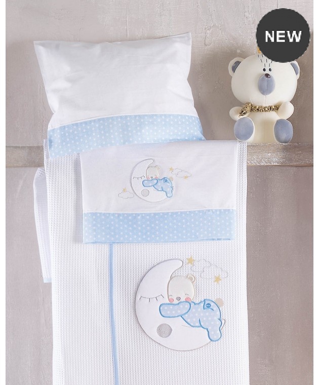 Σετ σεντόνια κούνιας (100Χ160) MOON SWING ΣΙΕΛ, RYTHMOS HOME Βρεφικά Σεντόνια