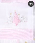 Σετ σεντόνια κούνιας φανελένια (100Χ160) ELEPHANT FRIENDS  ΡΟΖ, RYTHMOS HOME Βρεφικά Σεντόνια Φανελένια