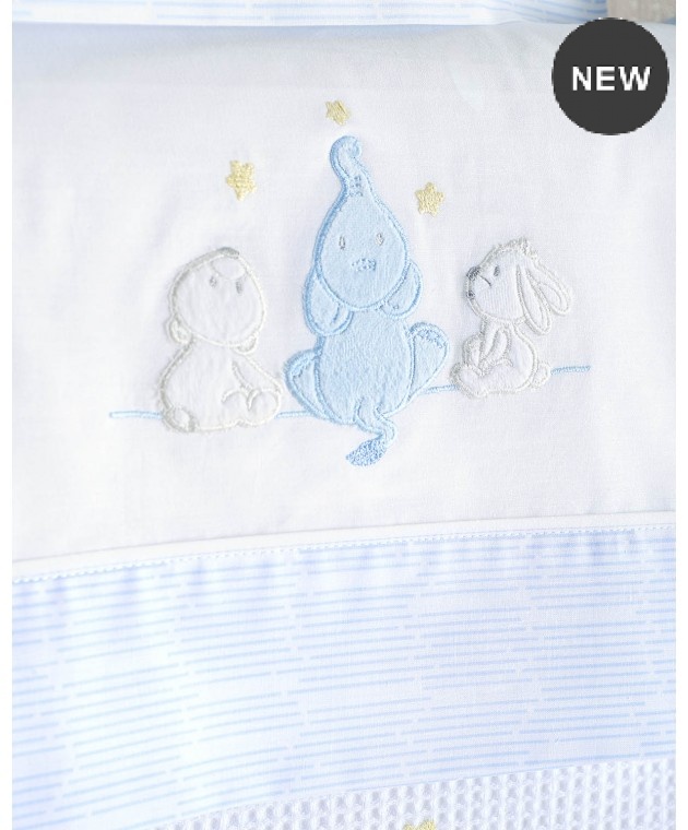 Σετ σεντόνια κούνιας φανελένια (100Χ160) ELEPHANT FRIENDS ΣΙΕΛ, RYTHMOS HOME Βρεφικά Σεντόνια Φανελένια