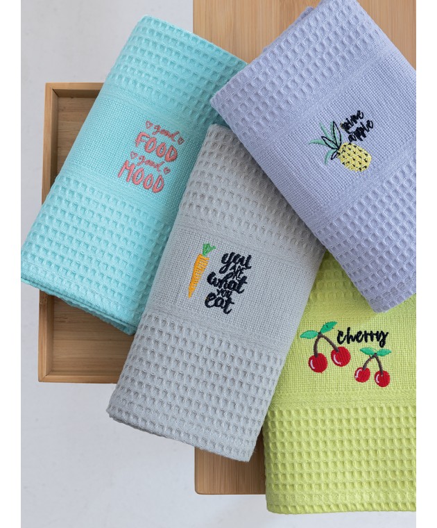 Σετ 4 Πετσέτες Κουζίνας Kitchen Towels 50x70 NORA103 EMBROIDERY 1 Πετσέτες Kουζίνας