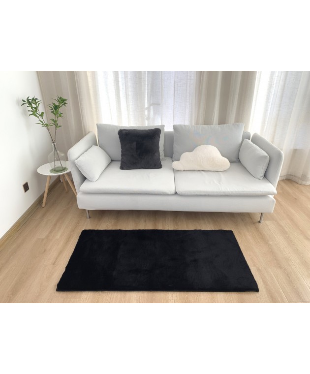 Χαλιά Σετ Κρεβατοκάμαρας 3 Τεμ Γουνάκι Felicity Black Χαλιά Κρεβατοκάμαρας