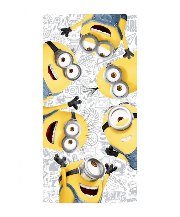 Πετσέτα Σώματος Βελουτέ 70x140 Minions 47 Πετσέτες Θαλάσσης Παιδικές