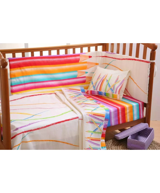 Σετ Σεντόνια Λίκνου 80x100 Μολύβια Βρεφικά Σεντόνια Λίκνου-Καλαθούνας