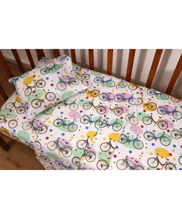 Σετ Σεντόνια Λίκνου 80x100 Ποδήλατα Βρεφικά Σεντόνια Λίκνου-Καλαθούνας