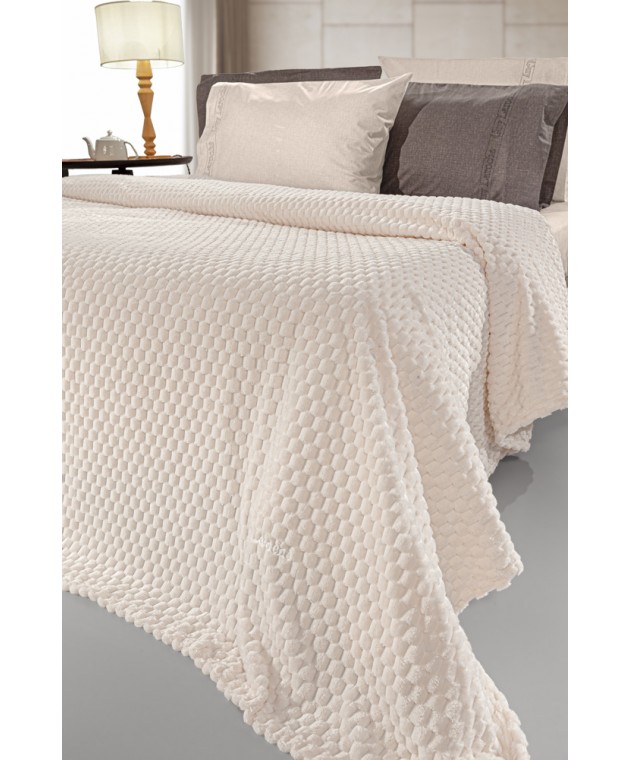 Σετ 2τμχ Κουβέρτα Smoothie Ivory 220x240 Κουβέρτες Fleece Υπέρδιπλες