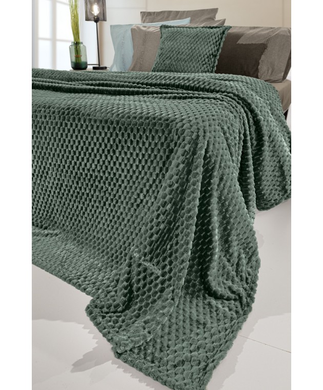 Σετ 2τμχ Κουβέρτα Smoothie Pesto 220x240 Κουβέρτες Fleece Υπέρδιπλες