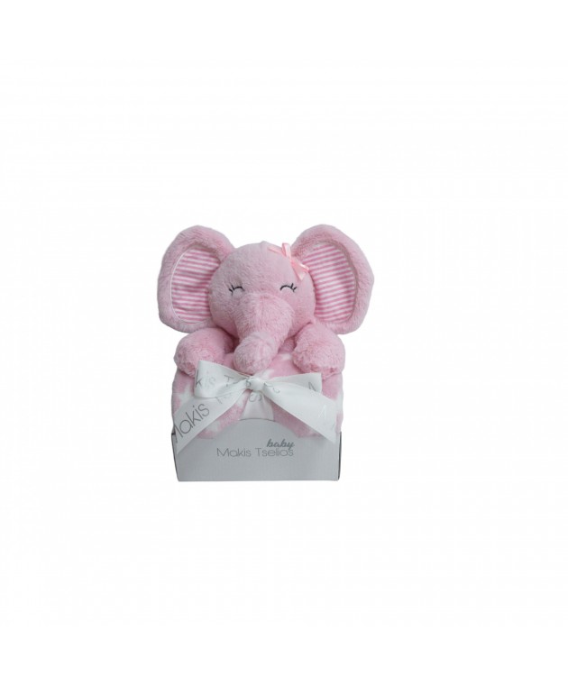 ELEPHANT PINK ΔΙΑΚΟΣΜΗΤΙΚΟ ΚΟΥΚΛΑΚΙ ΜΕ ΚΟΥΒΕΡΤΑ 80Χ110 Αγκαλιάς-Λίκνου