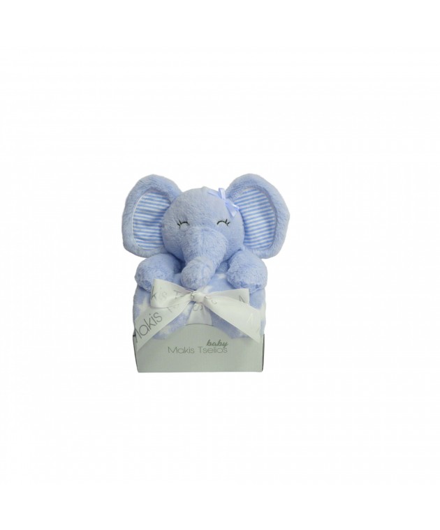 ELEPHANT BLUE ΔΙΑΚΟΣΜΗΤΙΚΟ ΚΟΥΚΛΑΚΙ ΜΕ ΚΟΥΒΕΡΤΑ 80Χ110 Αγκαλιάς-Λίκνου