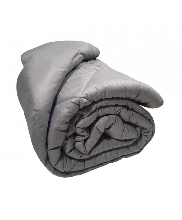 Πάπλωμα Μικροϊνών Stripe ΚΟΜΒΟΣ Grey Satin Stripe - Grey Plain Μονό 160x240 Παπλώματα Μονά