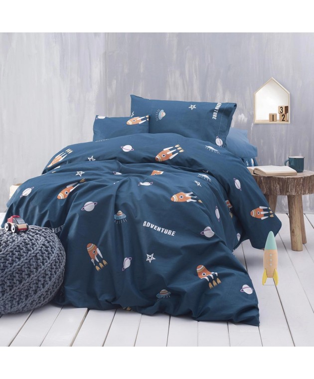 Σετ μαξιλαροθήκες παιδικές (50Χ70) SPACESHIP, RYTHMOS HOME Παιδικές Μαξιλαροθήκες