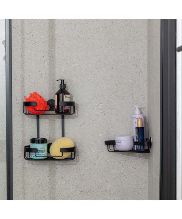 ESTIA ΕΤΑΖΕΡΑ ΑΛΟΥΜΙΝΙΟΥ STANCE ΜΕ AYTOKOΛΛΗΤΟ ΔΙΠΛΗΣ ΟΨΗΣ ΙΣΙΑ 2 ΘΕΣΕΩΝ 25x13x28.5cm ΜΑΥΡΗ Εταζέρες