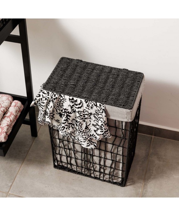 ESTIA ΚΑΛΑΘΙ ΑΠΛΥΤΩΝ NEST 37x22x55cm 2 ΘΕΣΕΩΝ ΜΑΥΡΟ Καλάθια Απλύτων