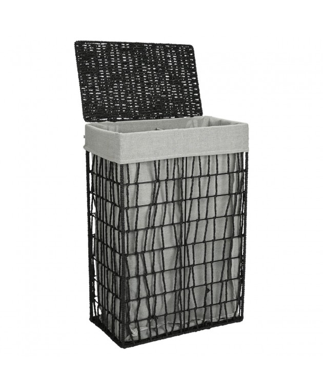 ESTIA ΚΑΛΑΘΙ ΑΠΛΥΤΩΝ NEST 37x22x55cm 2 ΘΕΣΕΩΝ ΜΑΥΡΟ Καλάθια Απλύτων