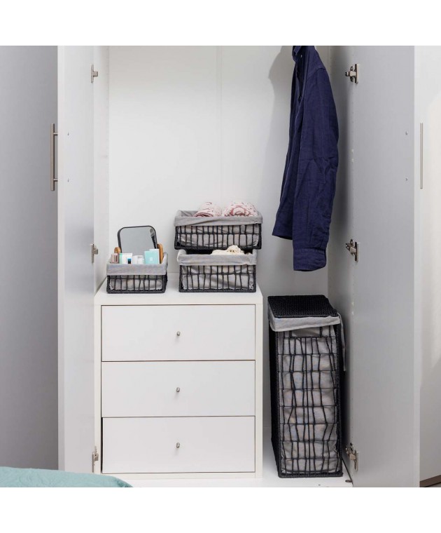 ESTIA ΚΑΛΑΘΙ ΑΠΛΥΤΩΝ NEST 37x22x55cm 2 ΘΕΣΕΩΝ ΜΑΥΡΟ Καλάθια Απλύτων