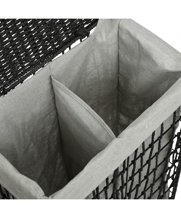 ESTIA ΚΑΛΑΘΙ ΑΠΛΥΤΩΝ NEST 37x22x55cm 2 ΘΕΣΕΩΝ ΜΑΥΡΟ Καλάθια Απλύτων