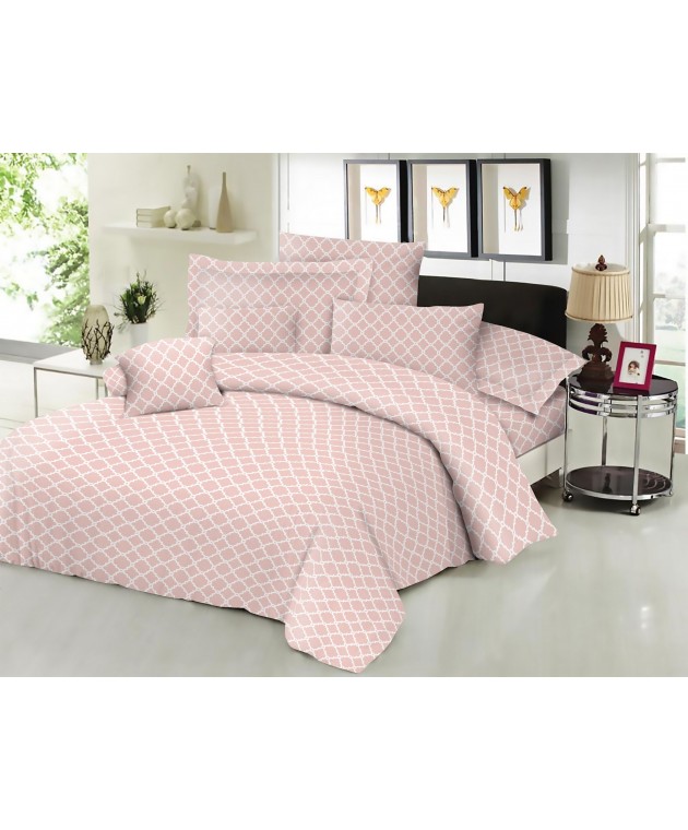 Σεντόνι ΚΟΜΒΟΣ Cotton Line NEW Printed Montana Peach Διπλό με λάστιχο 150x200+22 Διπλά