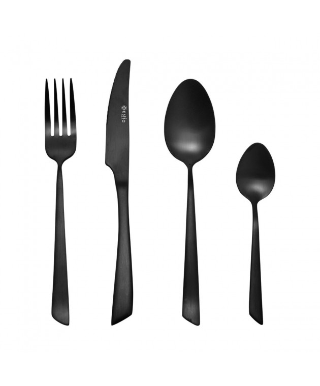 ESTIA ΣΕΤ ΜΑΧΑΙΡΟΠΙΡΟΥΝΑ EDGE BLACK ΑΝΟΞΕΙΔΩΤΟ ΑΤΣΑΛΙ 18/0 ΜΑΥΡΟ MAT 24 ΤΕΜ. Μαχαιροπίρουνα
