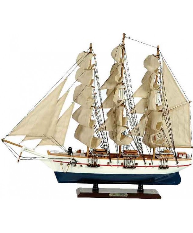 Ξύλινο Παραδοσιακό Καράβι 120 x 19 x 97 (H) cm, Χρώμα Λευκό-Μπλε Καράβια