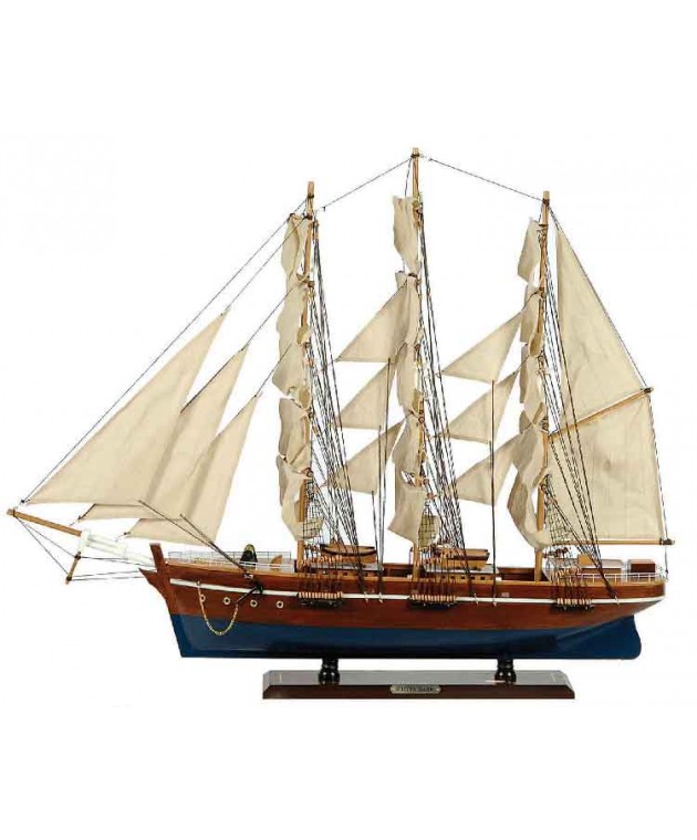 Ξύλινο Παραδοσιακό Καράβι 150 x 23 x 124 (H) cm, Χρώμα Καφέ-Μπλε Καράβια