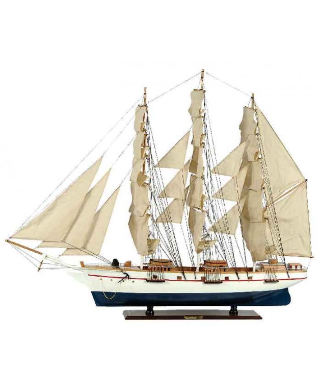 Ξύλινο Παραδοσιακό Καράβι 150 x 23 x 124 (H) cm, Χρώμα Λευκό-Μπλε Καράβια