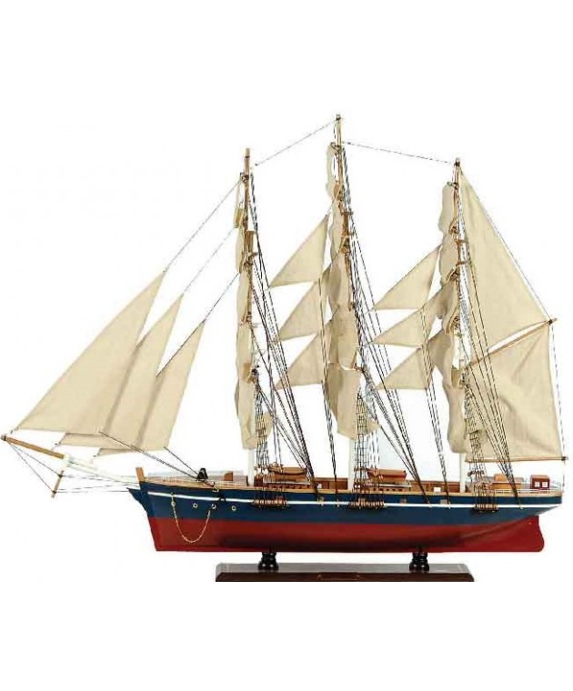Ξύλινο Παραδοσιακό Καράβι 150 x 23 x 124 (H) cm, Χρώμα Μπλε-Κόκκινο Καράβια